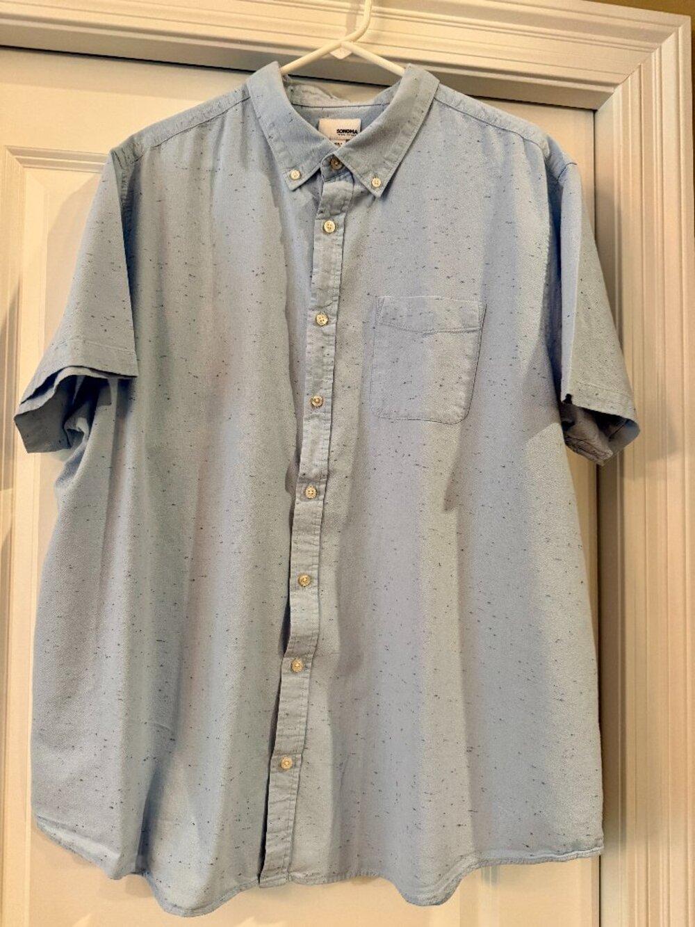 Sonoma Men’s Button-Down Shirt – Light Blue – Size 2XB – Cotton – Short Sleeve